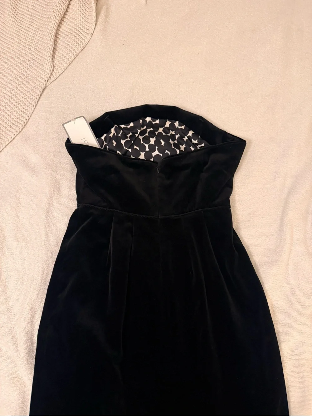 J.Crew Black Velvet Strapless Cocktail Dress NWT